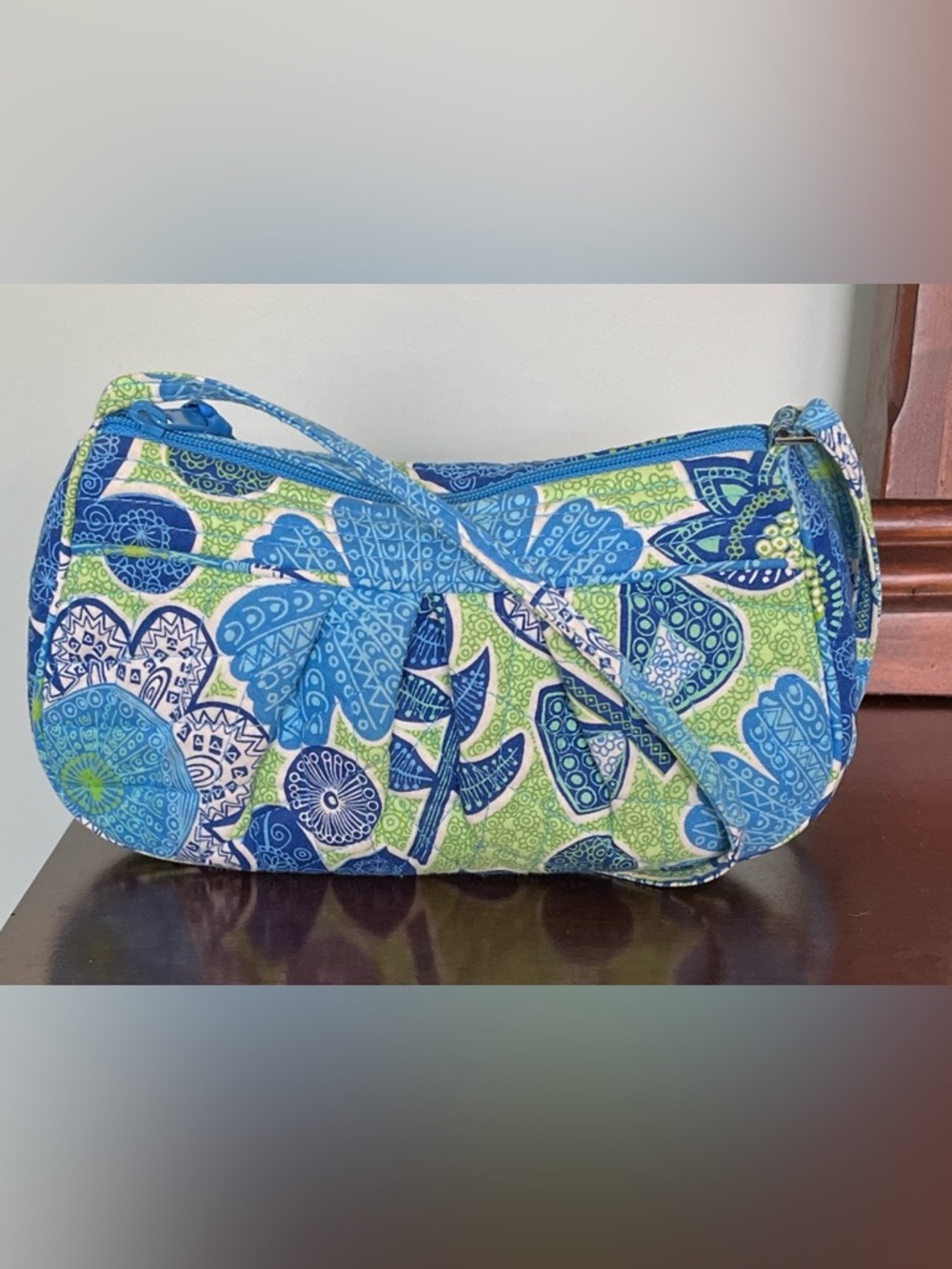Vera Bradley Blue and Green Floral Crossbody Purse 10x6